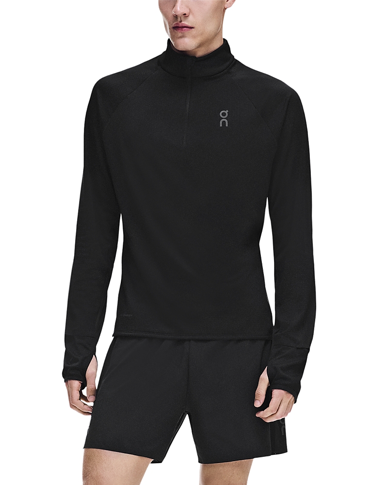 On Climate Slim Stand Collar Quarter Zip Logo Sweatshirt
