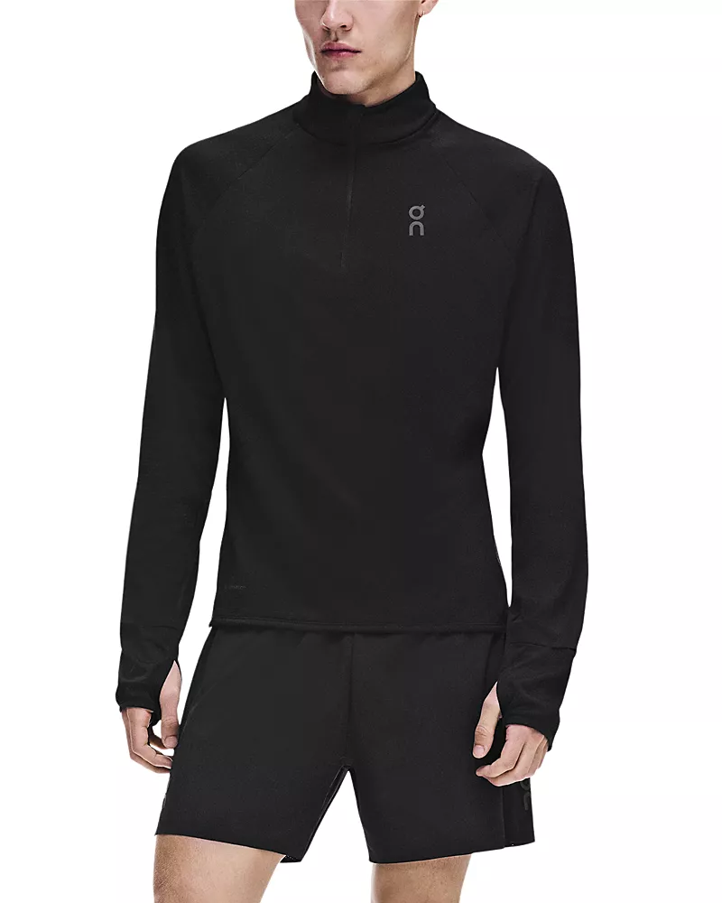 On Climate Slim Stand Collar Quarter Zip Logo Sweatshirt