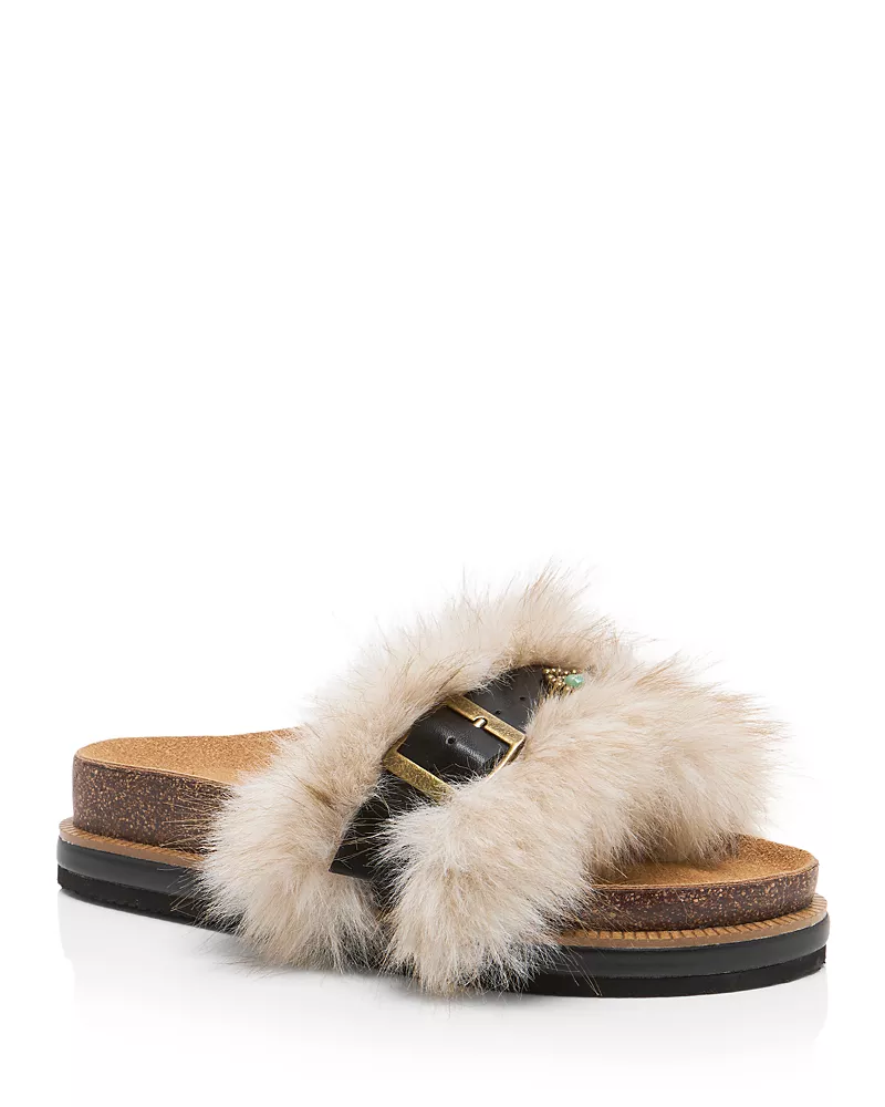 Free People Women's Frankie Faux Fur Slide Sandals