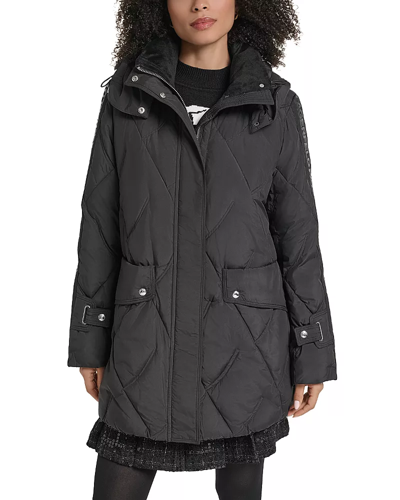 Karl Lagerfeld Paris Quilted Hooded Puffer Coat