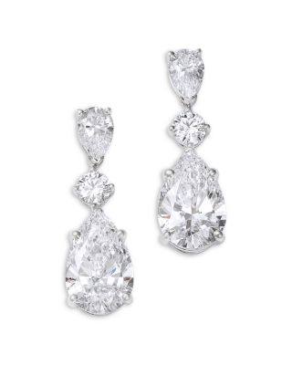 Bloomingdale's Fine Collection Luxe Collection Certified Lab Grown Diamond Mixed Cut Drop Earrings in 14K White Gold, 5.0 tcw
