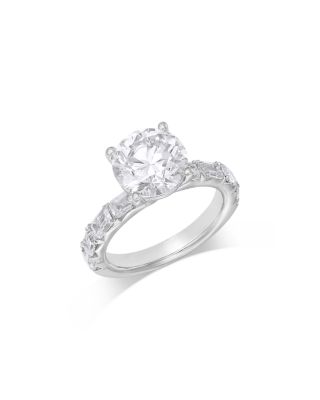 Luxe Collection Certified Lab Grown Diamond Emerald Cut Band Engagement Ring in 18K White Gold, 4.2 tcw