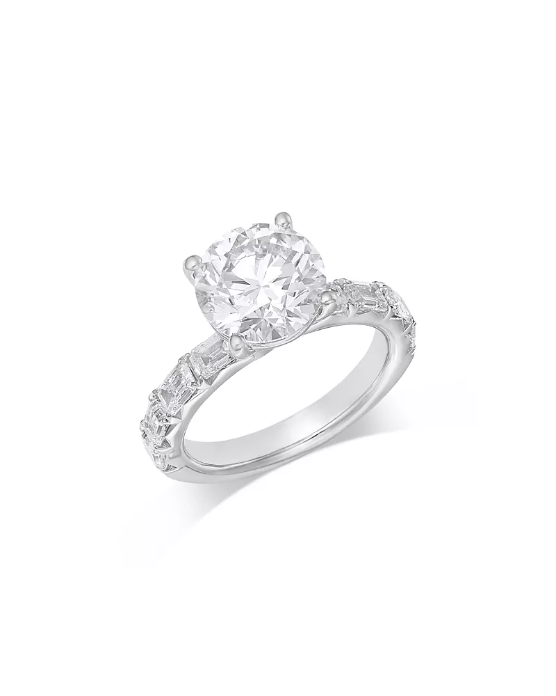 Bloomingdale's Fine Collection Luxe Collection Certified Lab Grown Diamond Emerald Cut Band Engagement Ring in 18K White Gold, 4.2 tcw