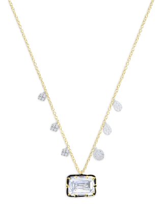 Meira T 14K White & Yellow Gold Lab Grown Diamond Emerald Cut & Dangle Pendant Necklace, 2.0 tcw