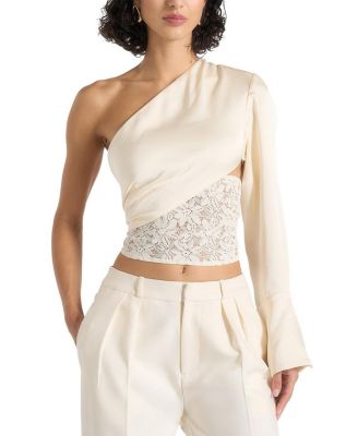 Coralie One Sleeve Lace Wrap Top