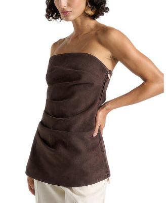 Laurena Suede Tacked Longline Bandeau Top