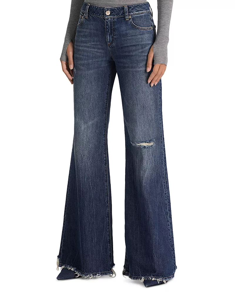 Alice and Olivia Brice Low Rise Bell Bottom Jeans in Georgetta Vintage Blue