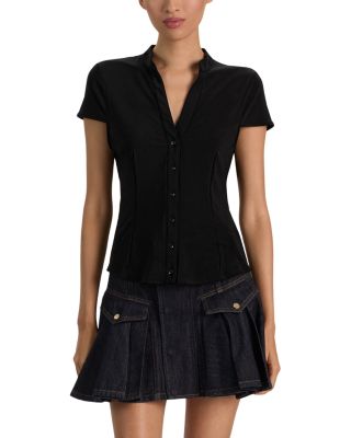 Alice and Olivia Freya Fitted Cap Sleeve Shirt