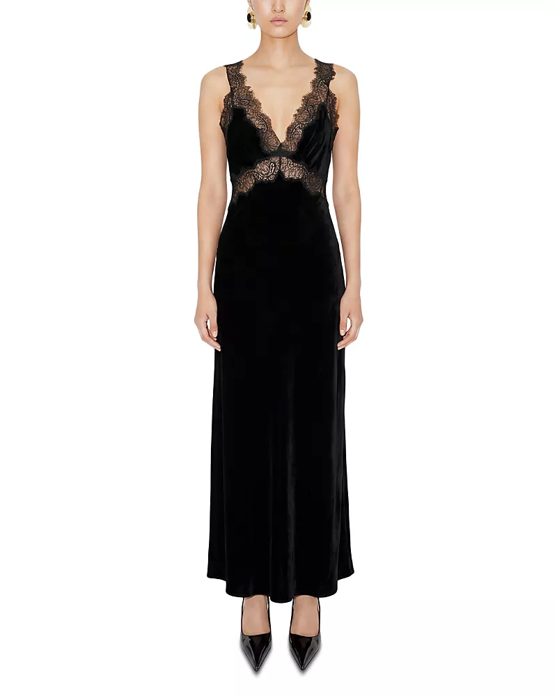 Ronny Kobo Holiday Sleeveless V Neck Lace Dress
