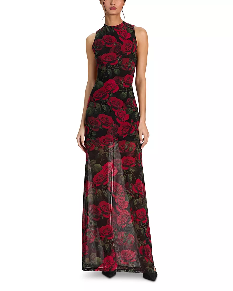 Alice and Olivia Delora Open Back Maxi Dress