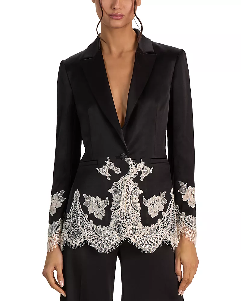 Alice and Olivia Breann Lace Trim Blazer