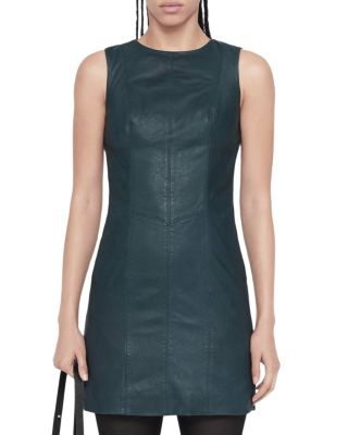 Vee Leather Sheath Dress