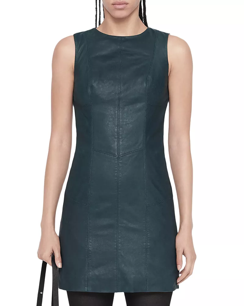 Allsaints Vee Leather Sheath Dress