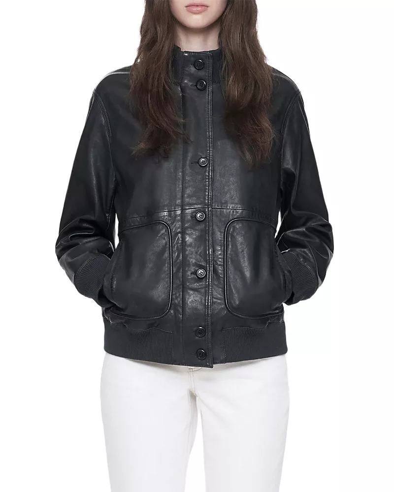 Allsaints Memphis Leather Stand Collar Jacket