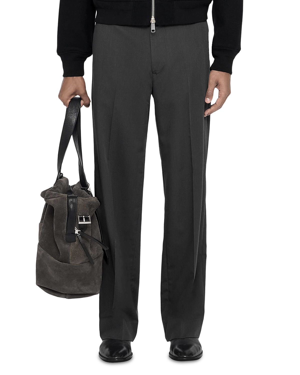 Allsaints Moor Straight Fit Charcoal Trousers