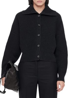 Caron Wool Funnel Neck Cardigan