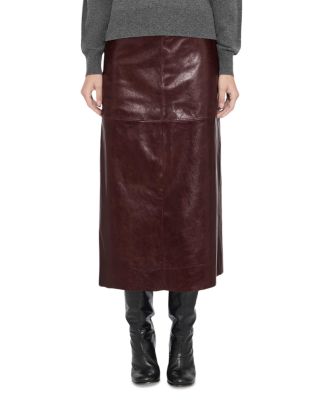 Olivia Leather Paneled Midi Skirt