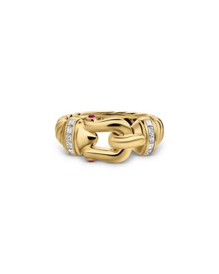 Buckle Ring in 18K Yellow Gold with Rubies and Diamonds 10.4mm 