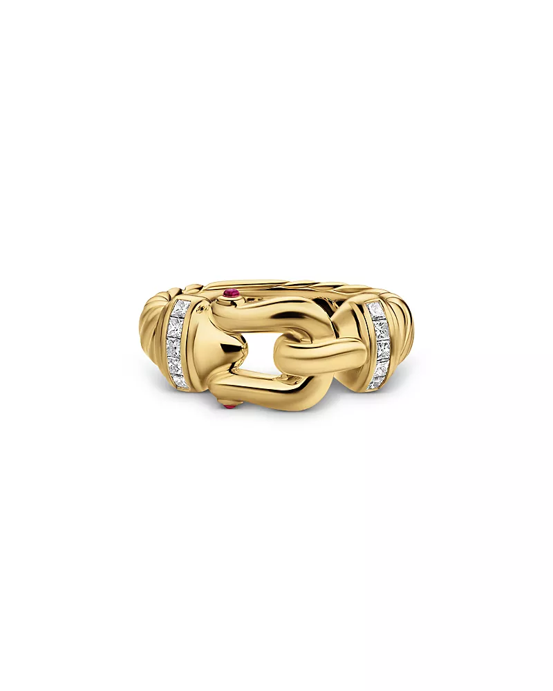 Buckle Ring in 18K Yellow Gold with Rubies and Diamonds 10.4mm
