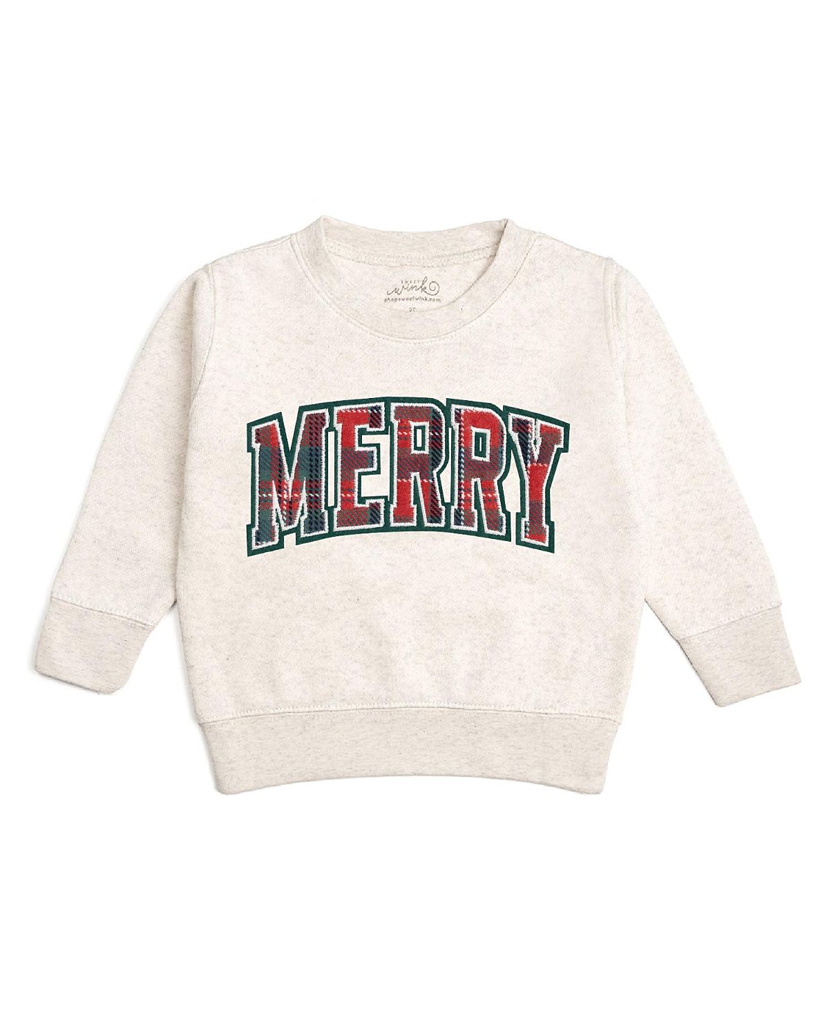 Sweet Wink Boys' Merry Tartan Patch Christmas Sweatshirt - Little Kid, Big Kid