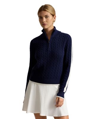 Cable Knit Paneled Half Zip Sweater