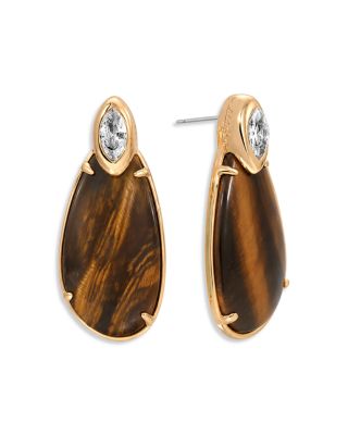 Majestic Stone Cubic Zirconia & Tiger's Eye Drop Earrings