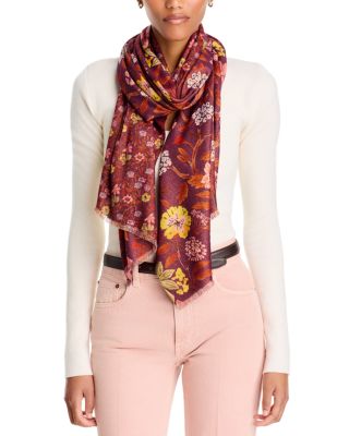 Metallic Floral Silk Square Scarf