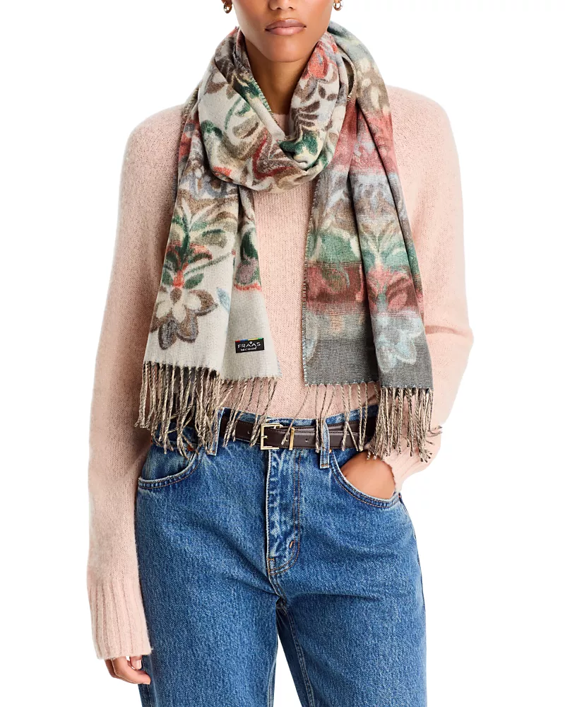 V Fraas Floral Scroll Scarf