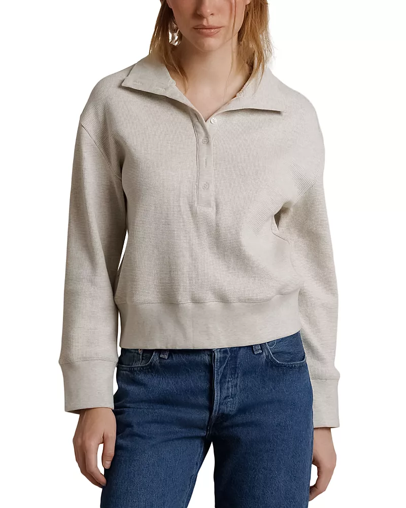 perfectwhitetee Zia Cotton Waffle Collared Popover