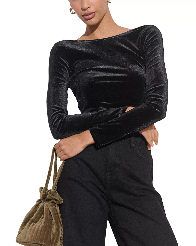 Nobody's Child Cowl Back Velvet Top