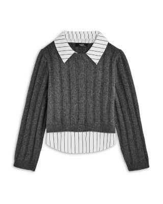 Girls' Poplin Layered Look Collared Sweater, Big Kid - Exclusive 
