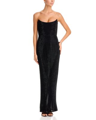 Amal Beaded Strapless Bodycon Gown
