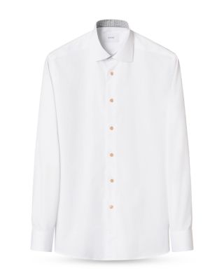 Cotton Slim Fit Geo Detail Solid Shirt