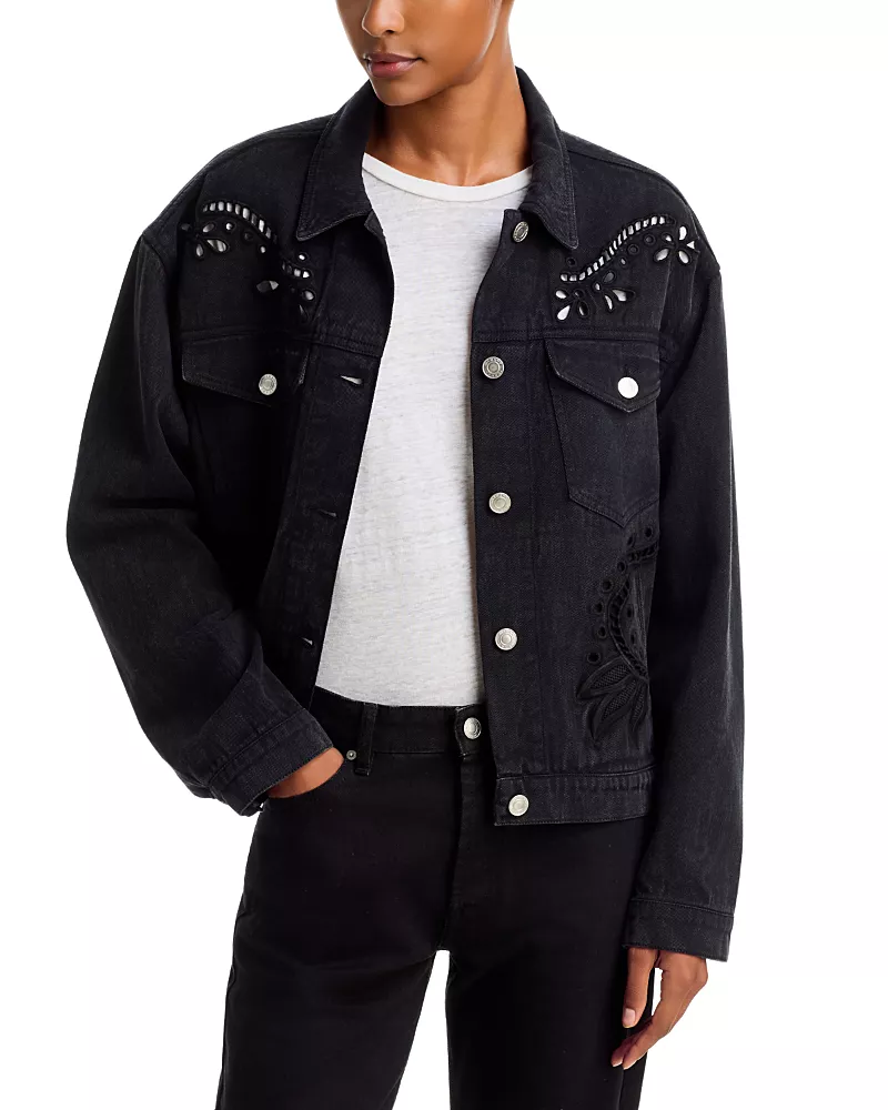 Isabel Marant Etoile Tayan Eyelet Cotton Denim Jacket