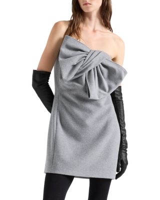 Wool Blend Bow Mini Dress