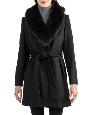 Faux Fur Collar Wrap Coat