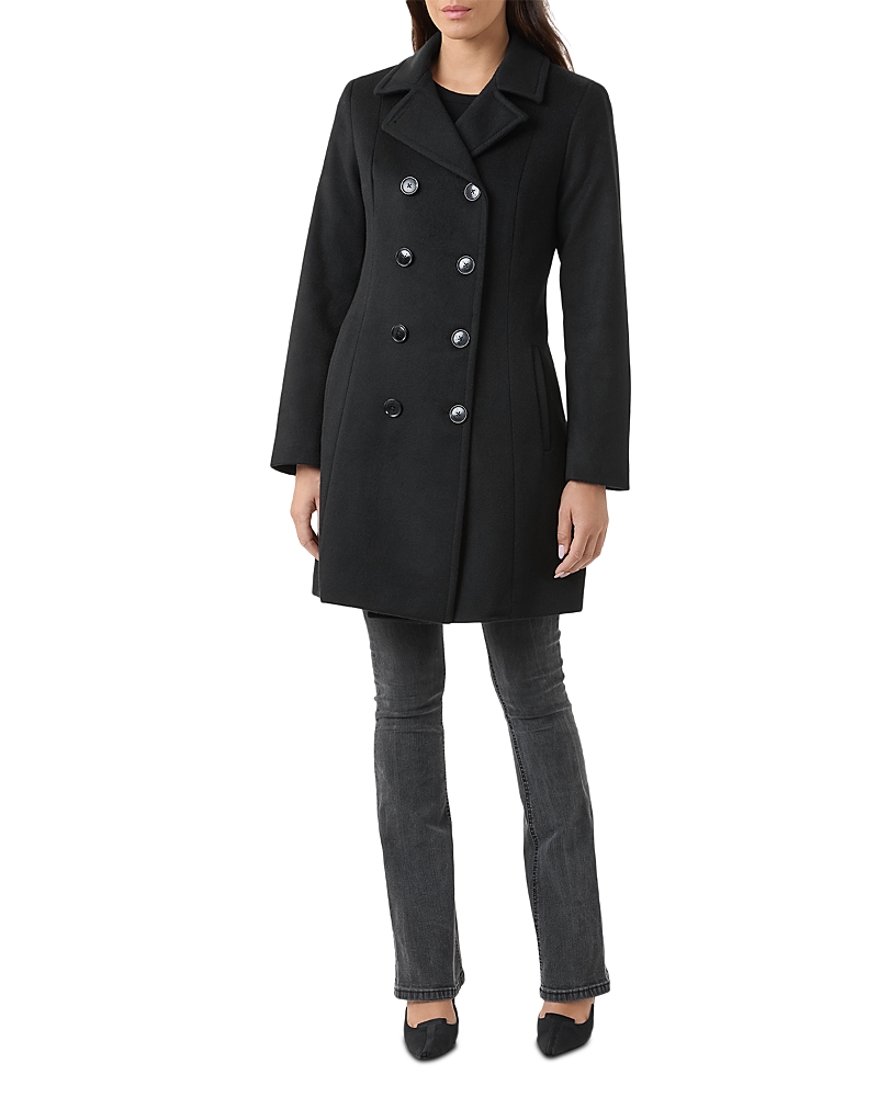 Sofia Cashmere Double Breasted Cashmere Trench Coat In Black