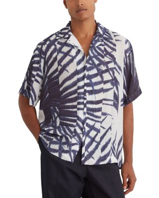 Shindora Cuban Collar Palm Print Shirt