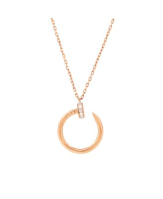  Juste un Clou Pendant Necklace 18K Rose Gold and Pave Diamonds, 18"