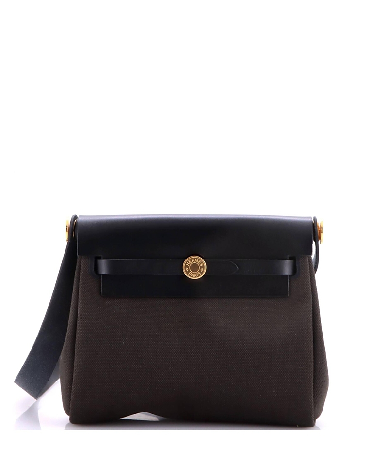 Pre-Owned HERMES Herbag Zip Canvas & Leather Crossbody
