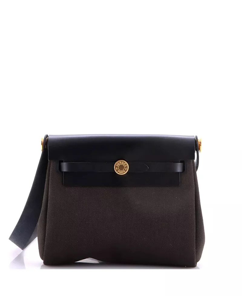 Pre-Owned HERMES Herbag Zip Canvas & Leather Crossbody