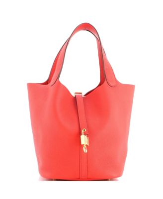 Picotin Lock Mini Leather Bucket Bag