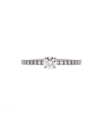  0.20CT Etincelle de Cartier Solitaire Ring Platinum with RBC Diamond and Pave Diamonds F/VVS2