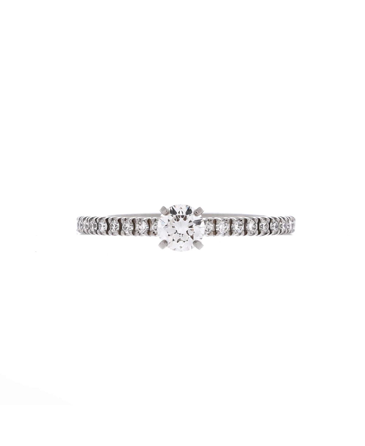 Pre-Owned Cartier 0.20CT Etincelle de Cartier Solitaire Ring Platinum with Rbc Diamond and Pave Diamonds F/VVS2