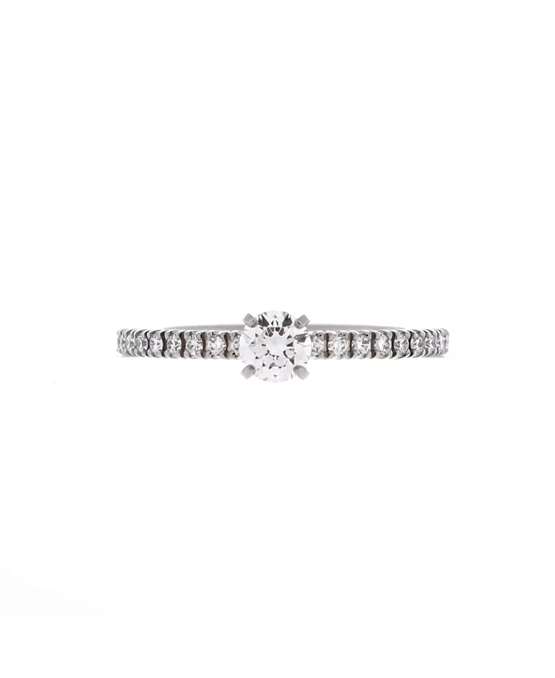 Pre-Owned Cartier 0.20CT Etincelle de Cartier Solitaire Ring Platinum with Rbc Diamond and Pave Diamonds F/VVS2