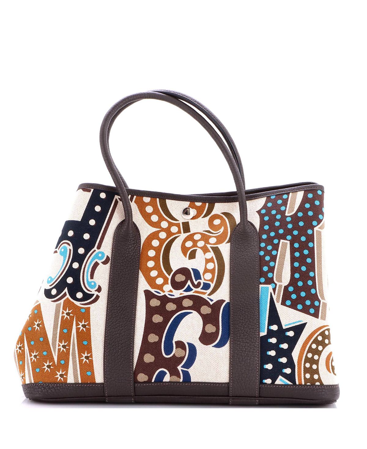 Pre-Owned HERMES 36 Electrique Garden Party Canvas & Leather Tote