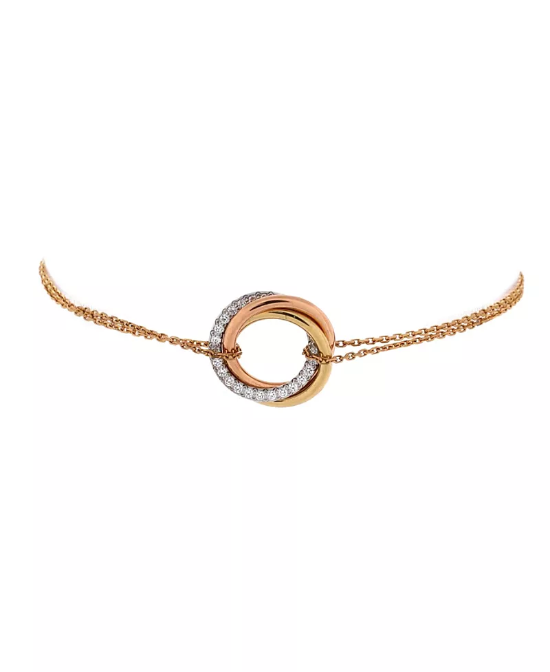 Pre-Owned Cartier Trinity Chain Bracelet 18K Tricolor Gold and Diamonds