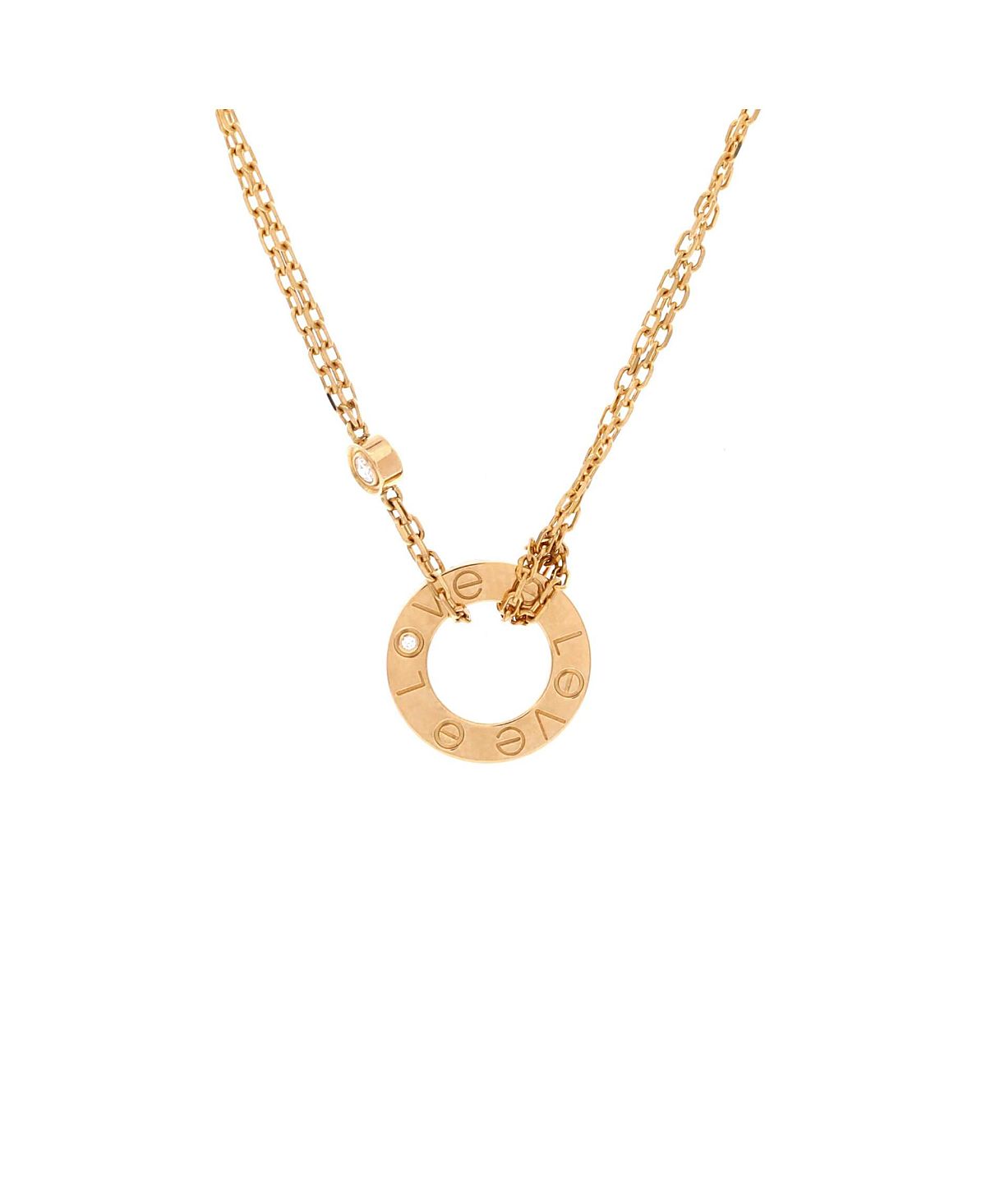 Pre-Owned Cartier 2 Diamonds Love Pendant Necklace 18K Gold and Diamonds