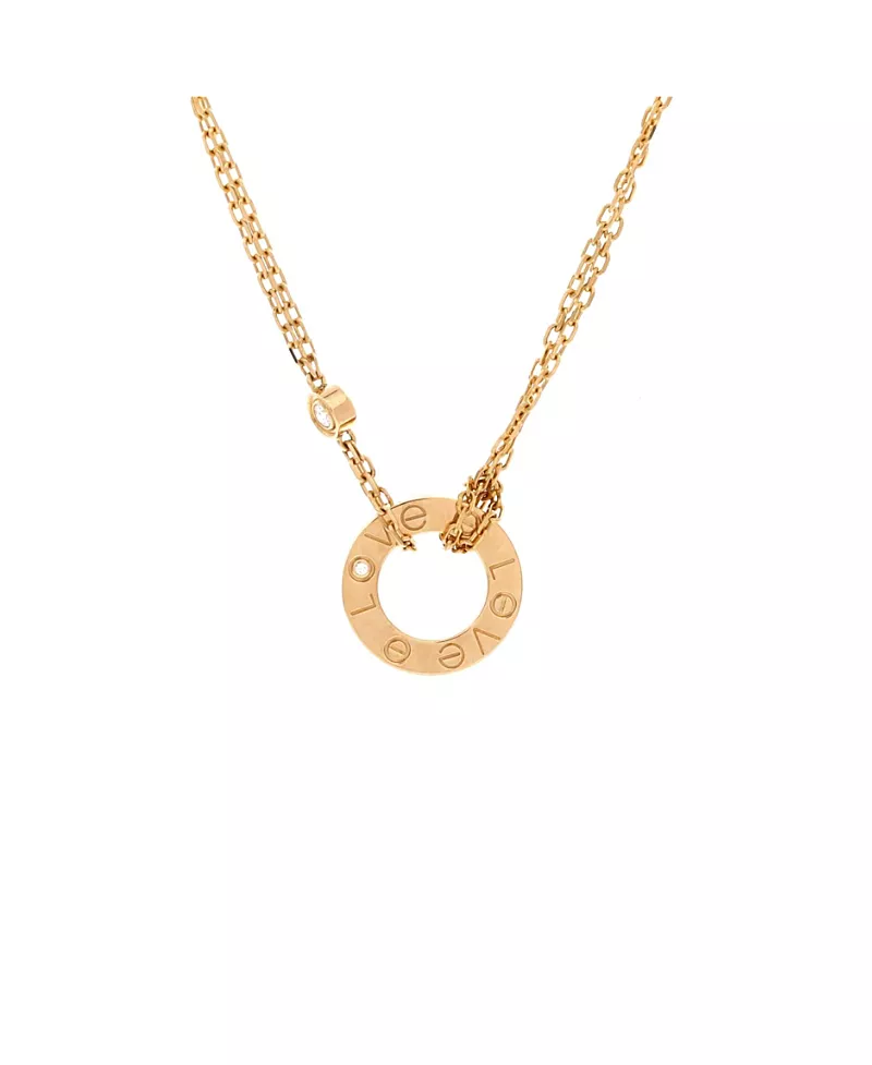 Pre-Owned Cartier 2 Diamonds Love Pendant Necklace 18K Gold and Diamonds