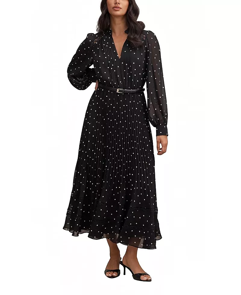 Ever New Women's Clara Pleated Lace Trim Midi Dress